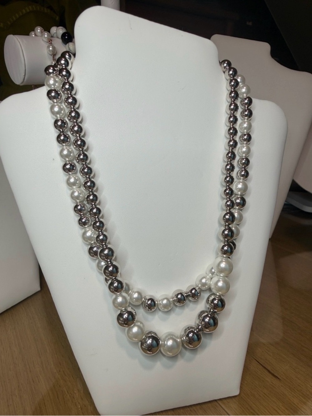 NWT Double Strand metallic Pearls Necklace $69.00 $59.00
